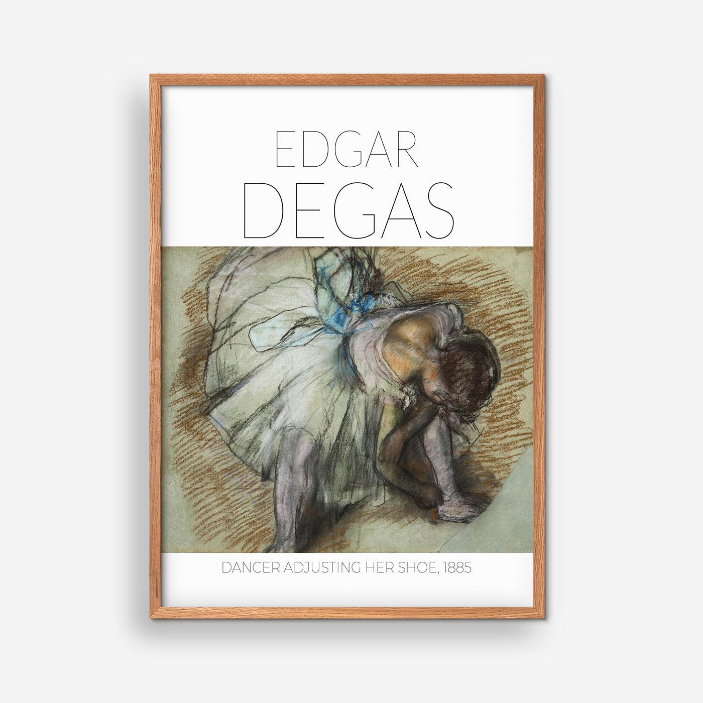 Dancer adjusting her shoe, 1885 poster - Edgar Degas