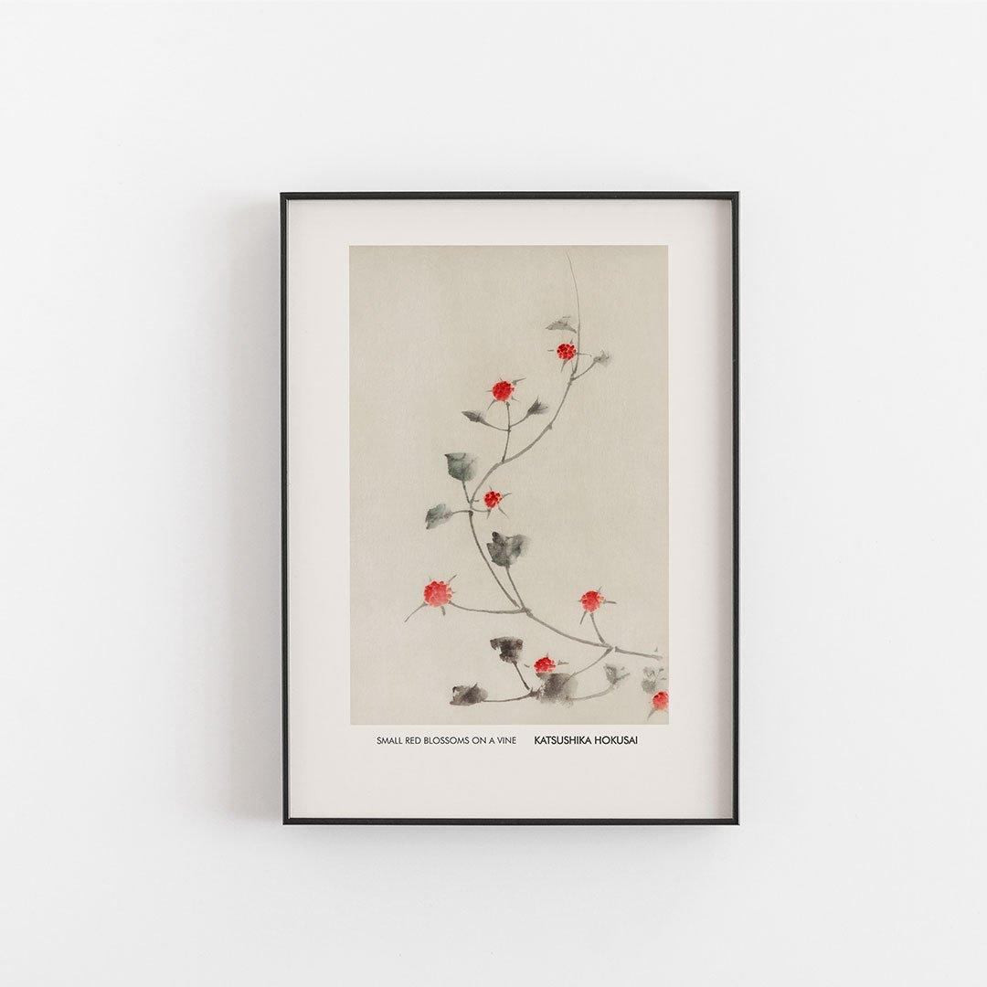 Small Red Blossoms On A Vine - Katsushika Hokusai