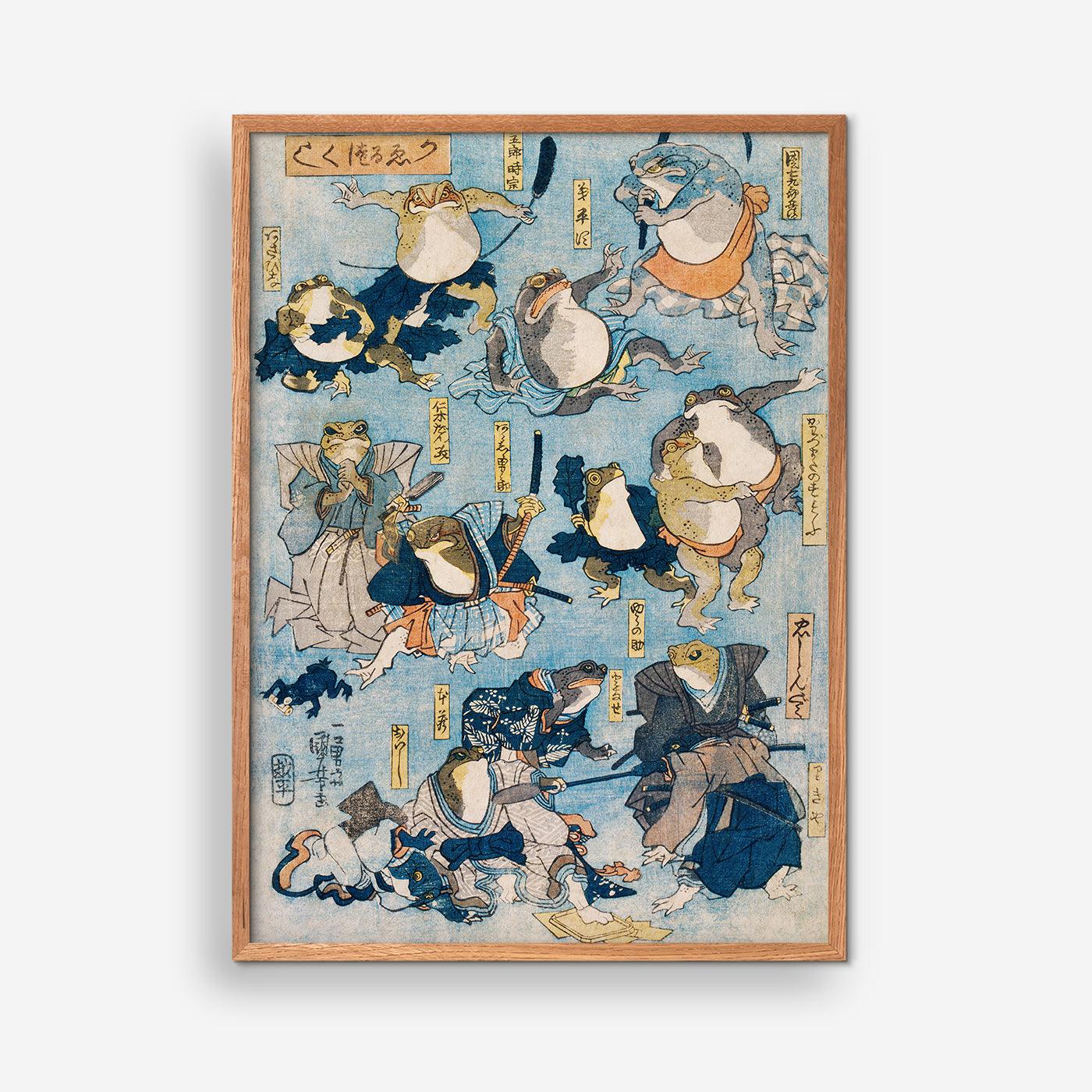 Famous Heroes of the Kabuki Stage Played by Frogs - Utagawa Kuniyoshi