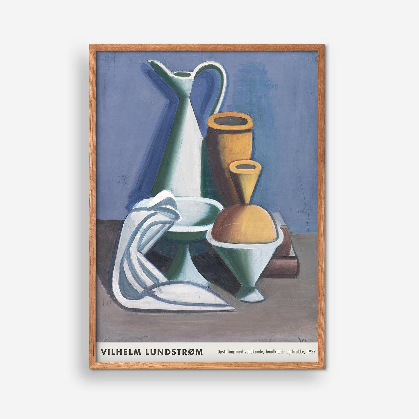 Arrangement with watering can, towel and jar 1929 (large) - Vilhelm Lundstrøm