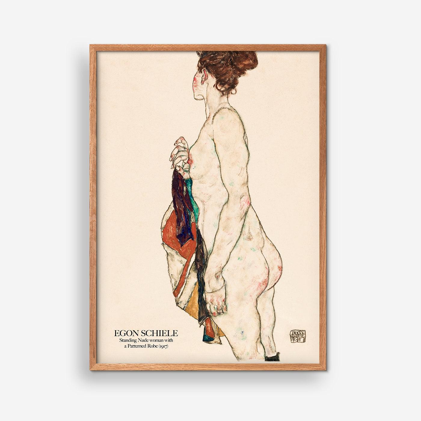 Standing Nude Woman with a Patterned Robe, 1917 - Egon Schiele
