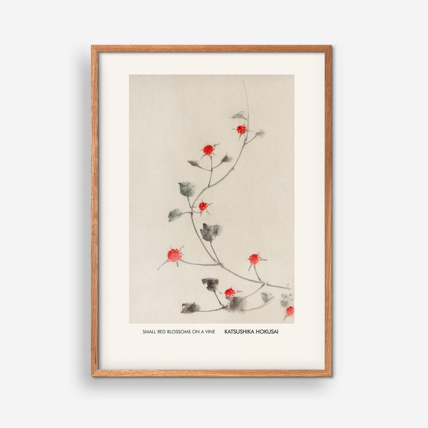 Small Red Blossoms On A Vine - Katsushika Hokusai