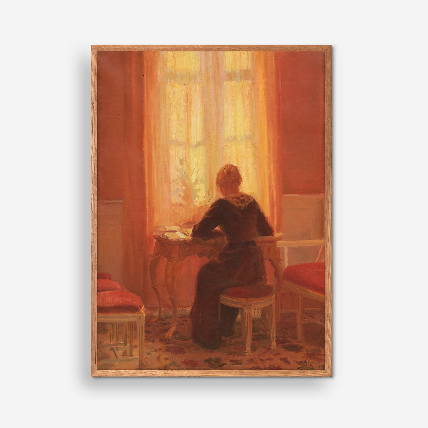 Den røde stue. Interiør med kunstnerens datter Helga - Anna Ancher