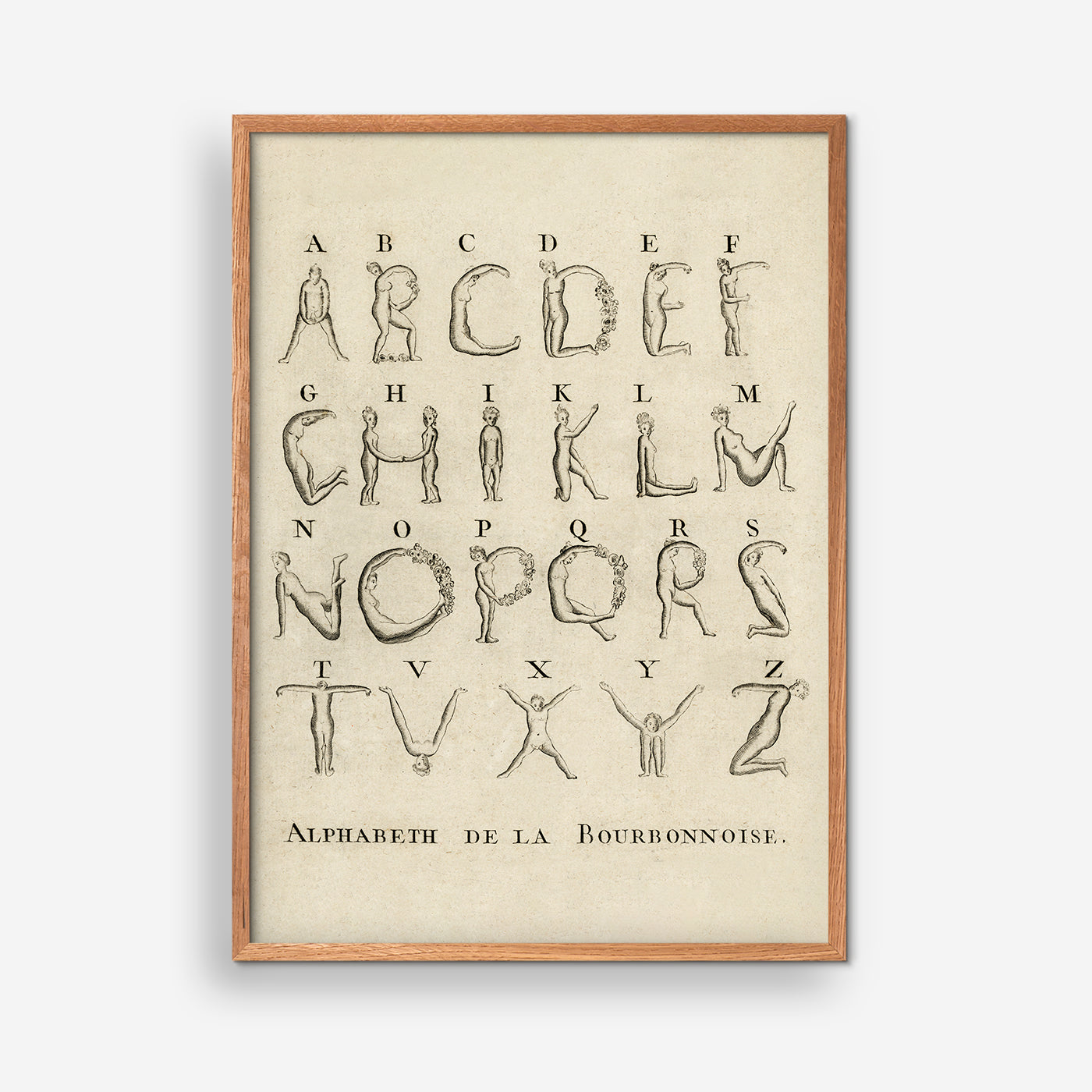 Nude alphabet - Alphabeth de la Bourbonnoise, 1790
